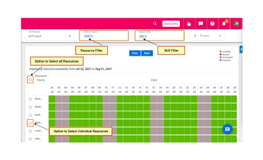 Assign projects to resources based on their skill