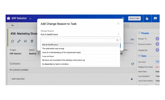 Add Task Due Date Changing Reasons