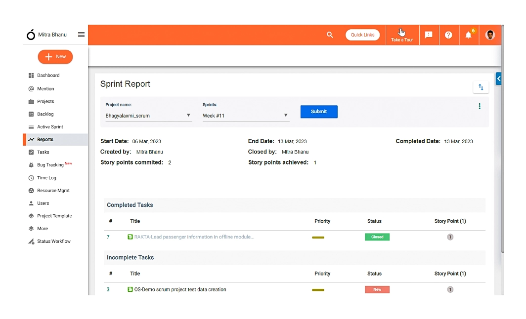 Enhancements to the Sprint report