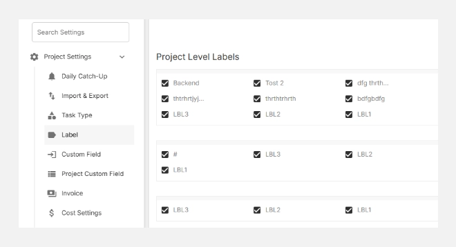Accessing Label Settings