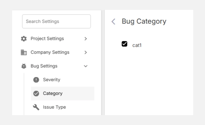 Accessing bug category settings
