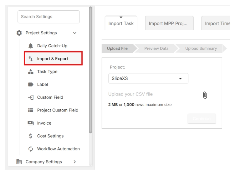 Import & Export file