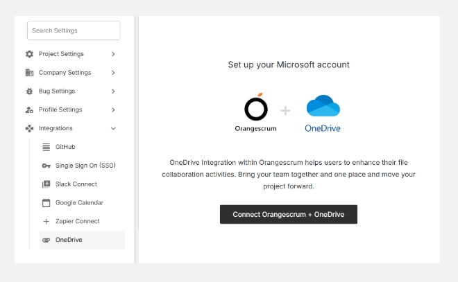 How to connect onedrive to Orangescrum