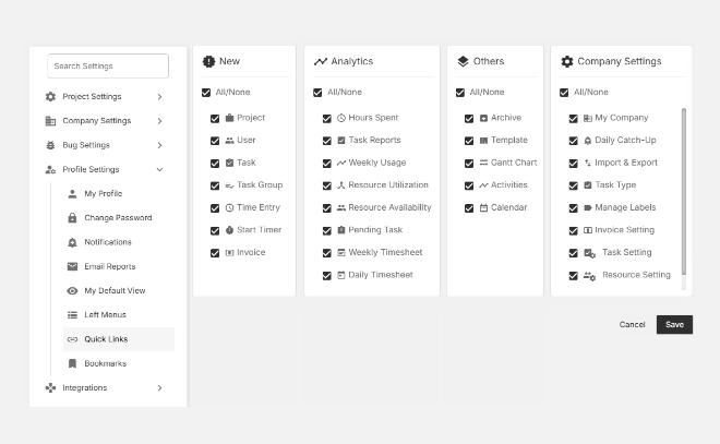 How to customize quick links