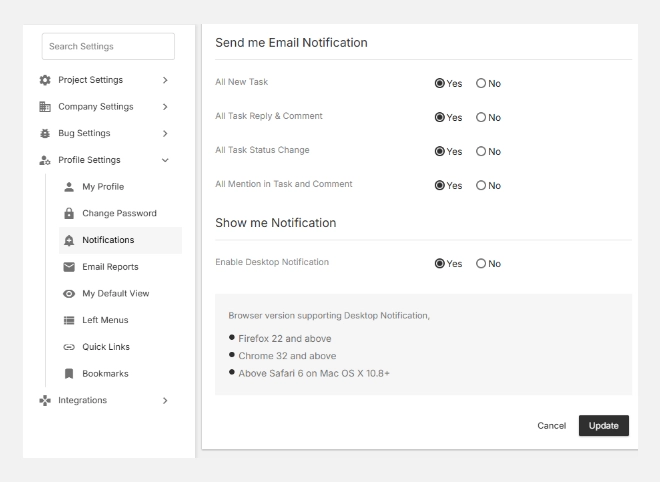 How to update notification settings