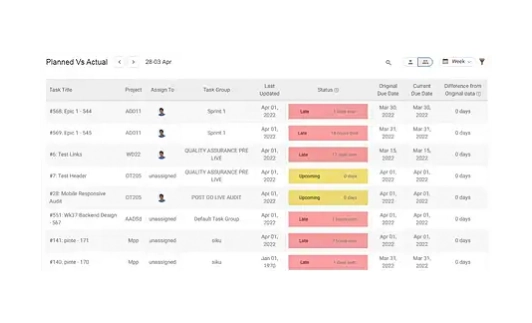 Plan Vs Actual Report