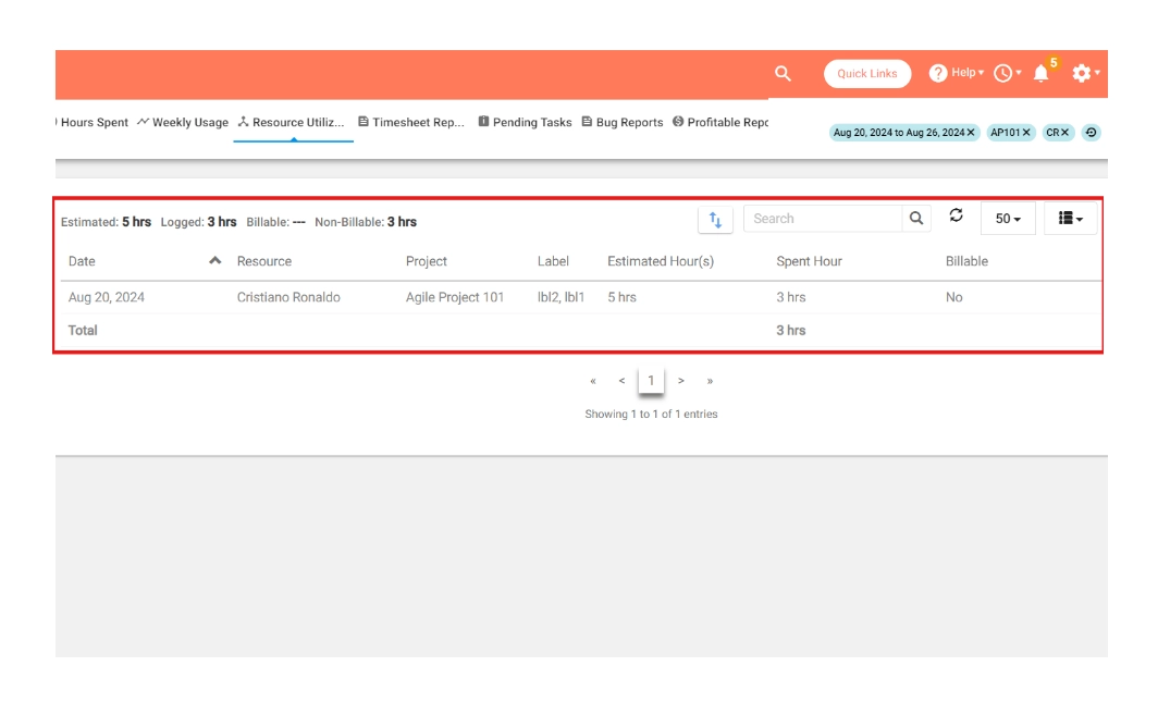 Resource Utilization Report 