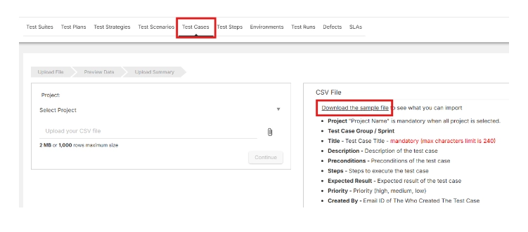 Download sample test case file