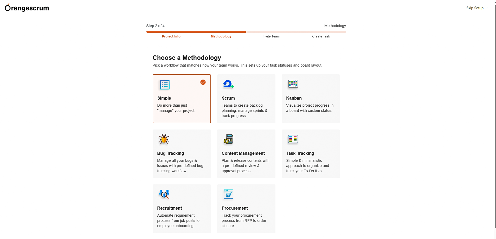 Orangescrum Guided Onboarding Experience